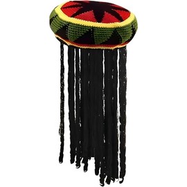 labreeze Jamaican Rasta Hat with Dreadlocks Bob Marley Adults Caribbean Fancy Dress Party Hat