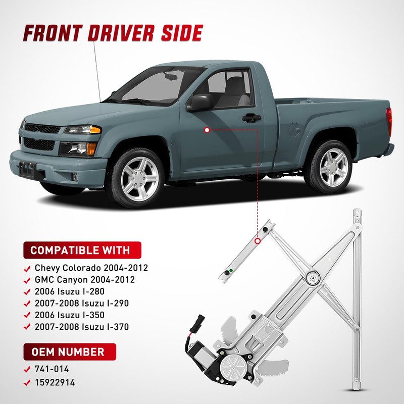 Nilight Front Driver Window Regulator with Motor, Compatible with Chevy