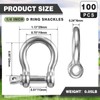 100 Pcs 1/4 Inch D Ring Shackle Rugged 3.8 Ton(8377