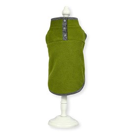 Cara Mia Dogwear Lightweight Button Neck Dog Fleece Vest Shirt Coat (XL, Green/Grey)