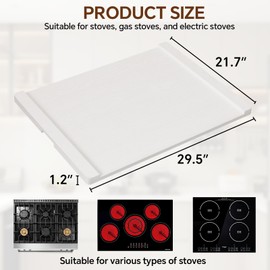 Oenalw Noodle Board Stove Cover Wood (Ready to Use), Stove Top Covers for Electric Stove, Gas Stove, Wooden Decorative Rustic Kitchen Serving Tray, for Range Stovetop, Cooktop, 30'' * 22'', White