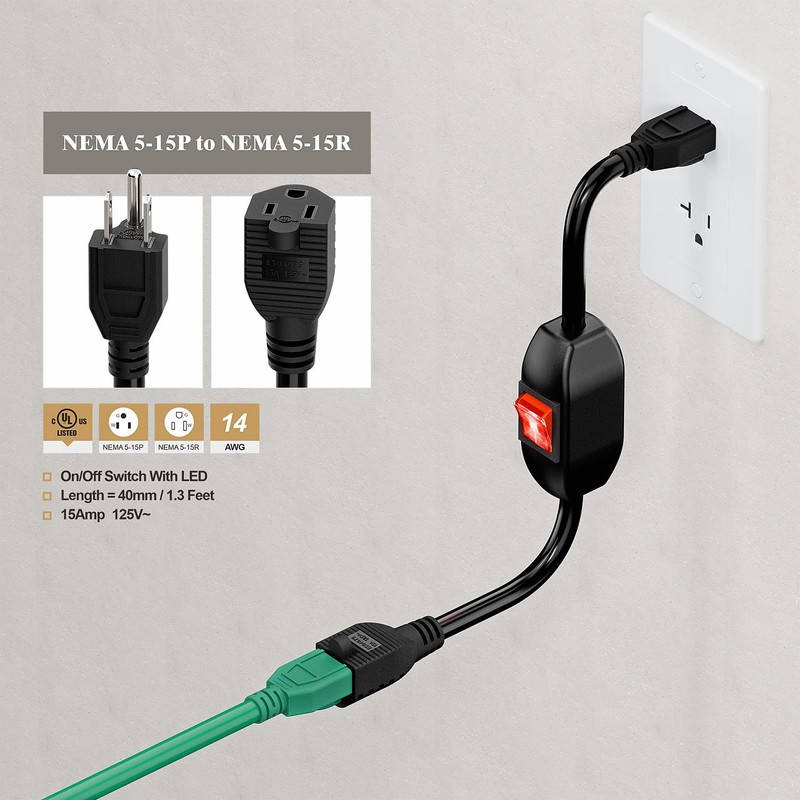 Power Extension Cord with on Off Switch 3-Prong 3 Outlet