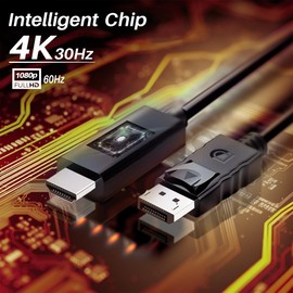 Skintek SK-04-DPH18 Display Port (DP) to HDMI Adapter Cable, 4K 1080p 60Hz Male-Female Connect PC/Notebook/MAC with Output Display Port to Monitor, Projector with HDMI Input. Cable 1.8m