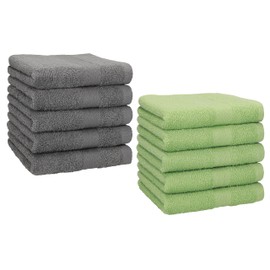 Washcloth set PREMIUM 10 pieces 100% cotton quality 470gsm, colour anthracite and apple green