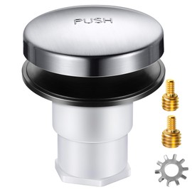 Dreyoo Bathtub Pop up Drain Stopper, Bathtub Drain Plug with 3/8'', 5/16'' Thread Studs and Star Shape Lock Washer, Tip Toe Shower Stopper Universal(1 Pack,Chrome)