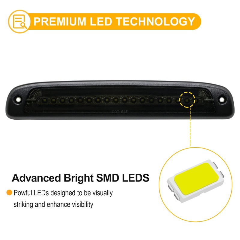 R&F Auto LED Third 3rd Brake Lights Replacement for Dakota