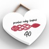 Global Designs 40Th Wedding Anniversary Welsh Love Spoon Wooden Heart
