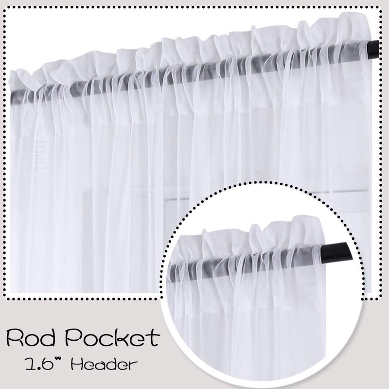 HUTO 2 Panels Small White Sheer Curtains 45 inches Long
