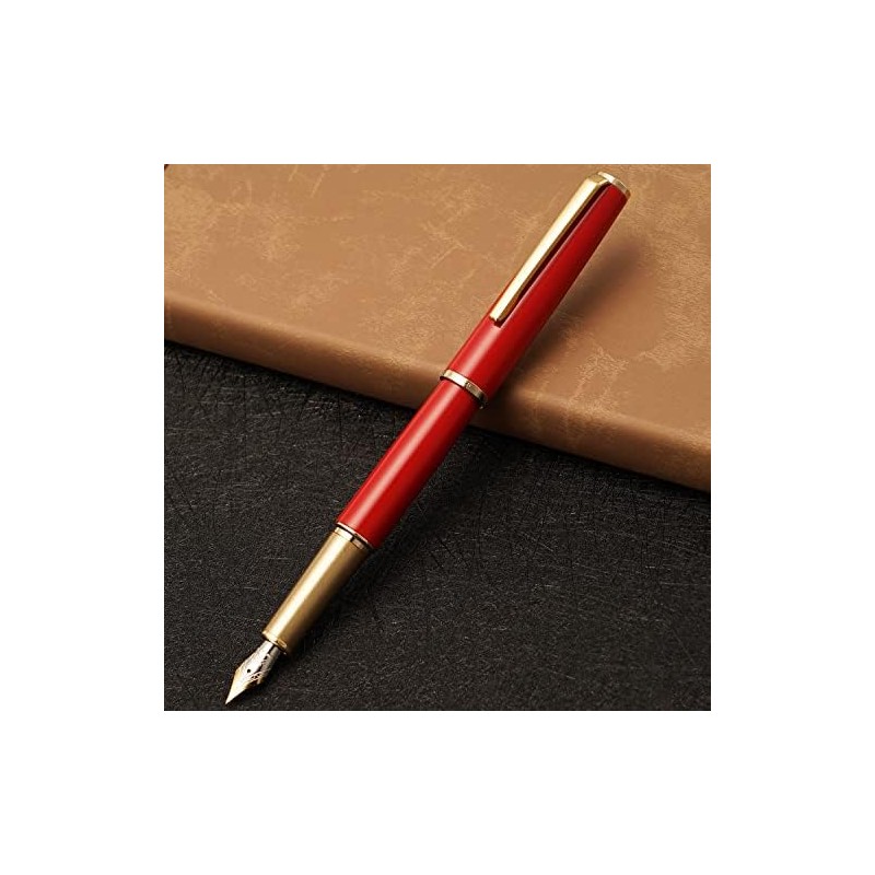 Jinhao 95 - Pluma estilográfica de metal, punta fina, rojo