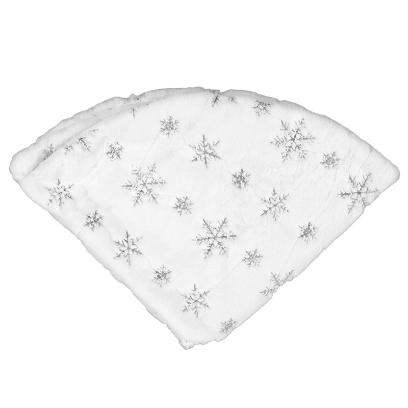 35.4in Christmas Tree Skirt Round Shape Soft Comfortable White Christmas