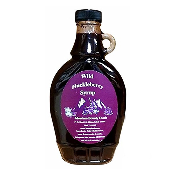 Montana Huckleberry Syrup Breakfast Toppings - 11 oz Real Fruit Grown & Hand Picked in the Wild from Bounty Foods for Coffee - Pancakes & Waffles - Cocktails - Gluten-Free - Non-GMO (Hk Sy 11oz)