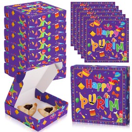 Kolldenn 12 Pcs Purim Hamentaschen Cookies Gift Boxes Shortbread Cookies Basket Happy Purim Boxes for Mom, Dad and Friends Jewish Party Decorations
