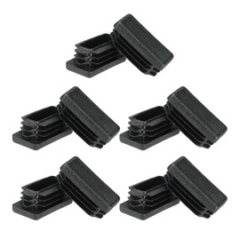 PATIKIL Rectangle Plastic Hole Plugs 0.8x0.7inch, 10 Pack Tubing Insert End Cap for Rectangle Metal Tubing Furniture Chair Leg Fence Post Pipe, Black