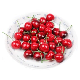 50 Pcs Fake Cherry Artificial Fruits Model Fruit Vase Filler Food Toy Fruit Model Photography for Home Kitchen Party Decoration