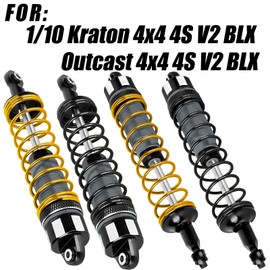 hopsupRC Upgrades Part Big Bore RC Shocks Absorber Damper for 1/10 Kraton 4x4 4S V2 BLX,Outcast 4x4 4S V2 BLX,Aluminium Front Rear Assembled Full Metal Shocks,4PCS Titanium