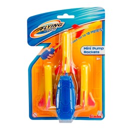 Simba 107206202 Mini Pump Rockets 9 cm, Hand Pump Length: 13 cm, Fly up to 10 m, Soft Material, from 3 Years