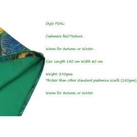 GFM® Pashmina Style Shawl Scarf in Cashmere Texture,Thick,Warm - Peacock Feathers (PSHL)