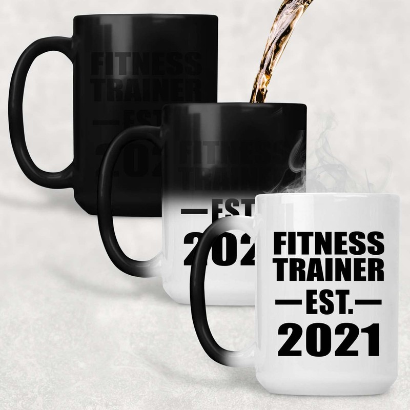 Designsify Gifts, Fitness Trainer Established EST. 2021, 15oz Color Changing
