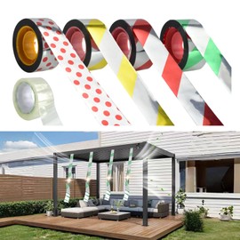 Bird Scare Tape Reflective 4 Roll 164 ft Dual-Sided Reflective Tape Keep Birds Away with 1 Roll 82 ft Transparent Tape, Bird Repellent Tape for Garden Patio Orchard, 4 Patterns