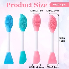 YALOJE 4pcs Silicone Facial Cleansing Brush, 2 in 1 Double-Sided Facial Scrubber Pore Cleansing Brush, Reusable Face Mask Applicator Tool Skincare Accessories for Makeup, Blackheads Removal