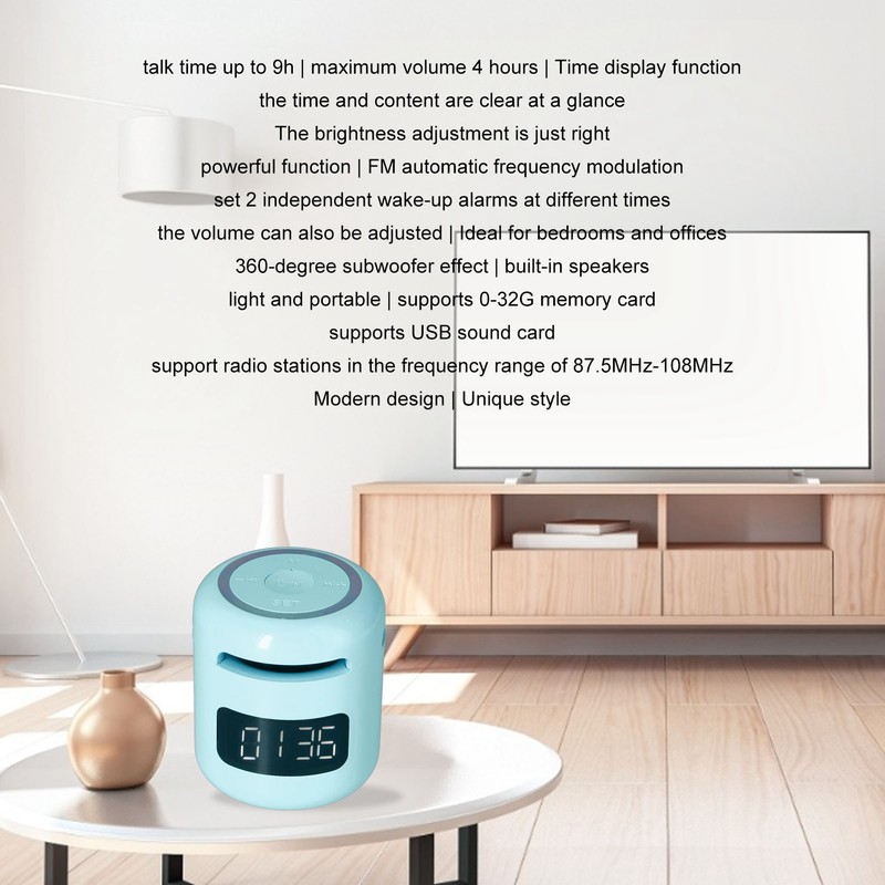 JM01 BT Clock Speaker Multifunctional Adjustable Portable BT Clock Speaker
