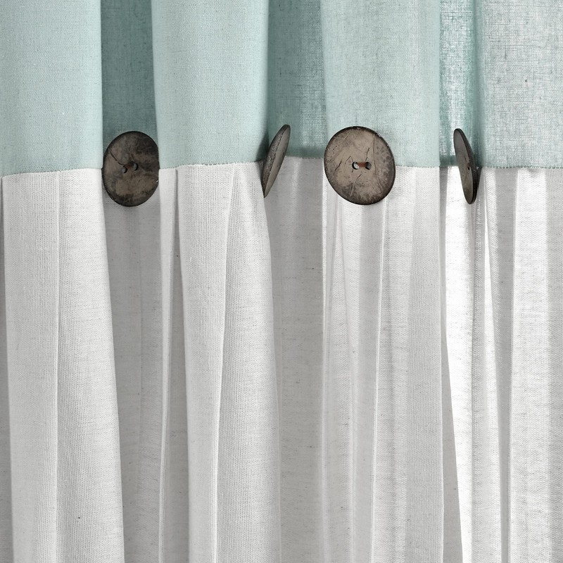 Lush Decor Linen Button Farmhouse Kitchen Tier Curtain Set, Pair,