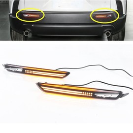 ECAHAYAKU LED Rear Bumper Reflector Tail/Brake/Driving Turn Signal Light Fog Lamp Compatible With 2021-2023 Mazda CX-30 CX-50 Smoke Lens