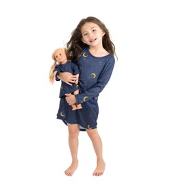 Leveret Kids & Toddler Matching Doll & Girl Nightgown Moon (Size 14 Years)