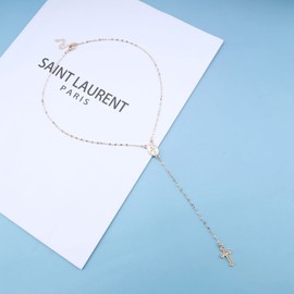 Iaceble Bohemia Cross Lariat Necklace Chain Cross Long Y Drop Necklace Chain Gold Virgin Mary Pendant Necklace Faith Cross Y Necklace Chain Jewelry for Women and Girls