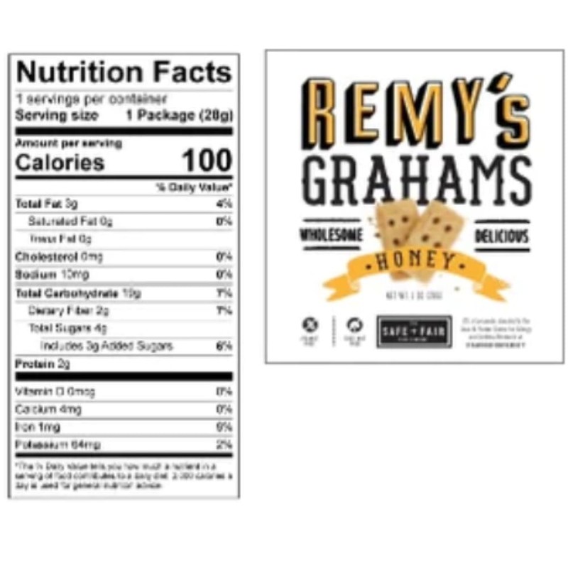 Remy's Nut Free All Natural Honey Grahams, 1 Ounce size