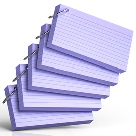250 Count Purple Index Cards with Ring 3 x 5 Inch Heavyweight Ruled Index Cards, Flash Cards for School & Office Supplies and Home Organization, Durable Study To Do List Note Cards with Ruled Lines