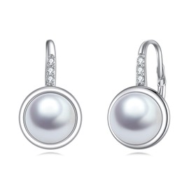 Pearl Drop Earrings Sterling Silver Infinity Dangle Earrings Twisted Pearl Jewellry for Women (Pearl hoop)
