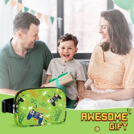 Kids Video Game Fanny Pack Belt Bag - Boys Fanny Pack Fanny Bag with Adjustable Waistband 20-35.5 Inch Boys Waist Bag Game Multiple Compartments Fanny Bag Boys Sports Bag Child Runner Bag Game Gifts