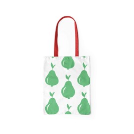 Le Jardin du Lin Bedruckte Einkaufstasche mit Roten Langen Henkeln, Wiederverwendbare, Tasche, Faltbar, ​Stofftasche, Größe: 34 x 40 Cm