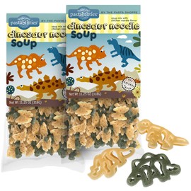 Pastabilities Fun Shaped Pasta for Kids - Dinosaur Noodle Soup - Fun Dino with Soup Mix Animal Theme, Non-GMO Natural Wheat Pasta, All-Natural, Kosher Certified, Made in the USA, (2 Pack,11.25 Oz)