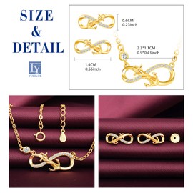 Yumilok Women's Jewellery Set Necklace with Anchor Infinity Pendant and Women's Stud Earrings Made of 925 Sterling Silver Rose Gold, Sterling Silver, Cubic Zirconia