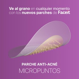 FACEIT Parches para el acné con Micropuntos Ideales para proteger a tu granito de factores externos I Aceite del árbol de té, Centella asiática y Ácido Salicílico I Resultados visibles a partir de la 6ª hora de uso I 18 parches de 14mm con micropuntos