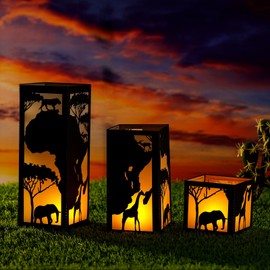 Rossesay 12 Sets African Safari Centerpieces for Table 3 Size Africa Map Paper Lantern Boxes Table Ideas Decorations for African Safari Tropical Forest Jungle Themed Birthday Baby Shower Decor