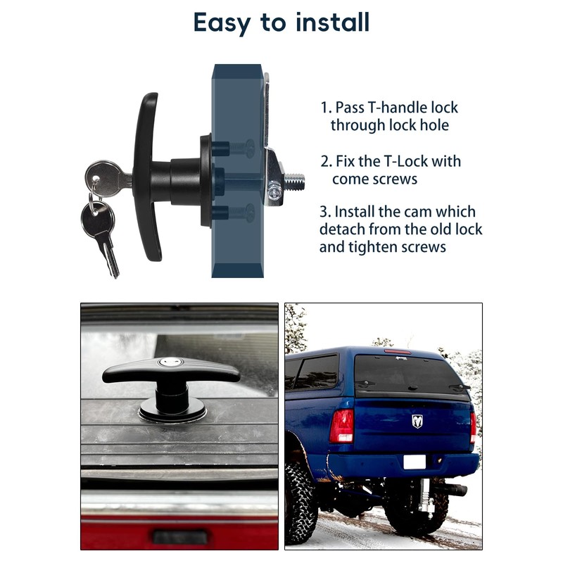 Quality Life Truck Cap T-Handle Lock for Camper Shell Replacement