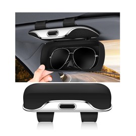 Sun Glasses Holder for Car Sun Visor Universal Sun Visor Glasses Clip Flocking Lining Car Visor Sunglasses Organizer Box with Ticket Card Clip (Black)