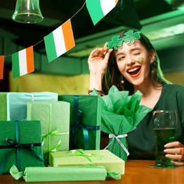 NACHLYNN 54 Sheets Green Tissue Paper Bulk Saint Patrick's Day Gift Wrapping Paper 14 x 20 inch Art Paper Crafts for Christmas Wedding Holiday Birthday Party Crafts Decorations