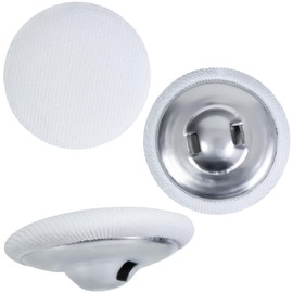 Fabric Cloth Covered with Metal Shank Round Buttons for Jacket Coat Blouse Jeans Dress Suits Bridal Gowns Sewing Buttons,20PCS (25mm, White)