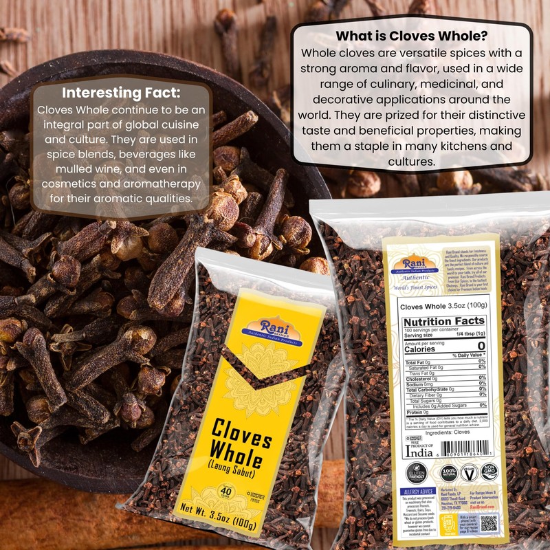 Rani Cloves Whole (Laung) 3.5oz (100g) Great for Food, Tea,