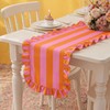 HunnmingRe Ruffle Edge Striped Table Runner 118 x 15.7 Inch