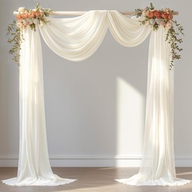 Tela para cubrir arco de boda, de 30 x 20 pies, 1 panel de cortinas traslúcidas de color marfil, cortinas de telón extra anchas y largas para bodas, ceremonias, decoraciones de fiesta de cumpleaños