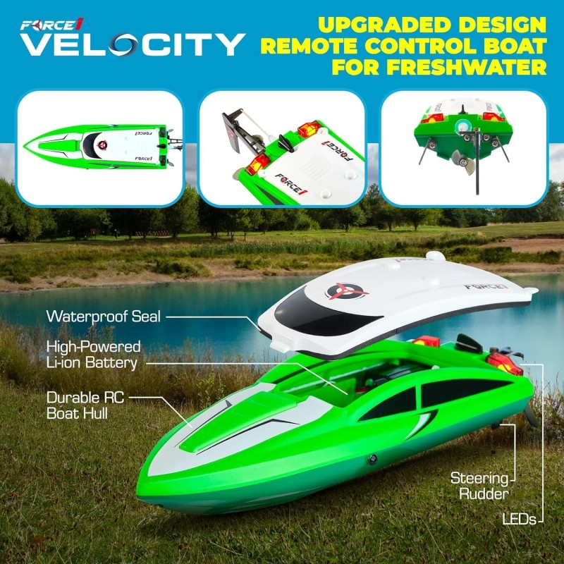 Force1 Velocity Green 20mph Underwater Diving RC Boat