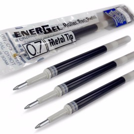 4 x Pentel LR7 Energel 0.7 mm Ballpoint Pen Refills with Metal Tip for Energel Xm, BL77/BL57/BL37 - Blue