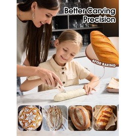 CLUEAPOP Bread Lame Dough Scoring Tool with Extractable & Magnetic - Sourdough Scoring Tool - Sourdough Bread Baking - Bread Scoring Tool - Scoring Patterns Booklet Includes 5 Bread Razor Blades (Cream)