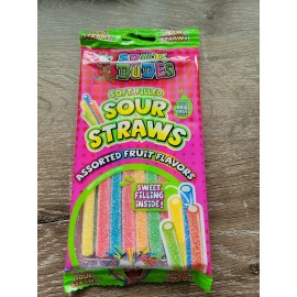 World Confections Sour Dudes Candy, Soft Filled Sour Straws.1ea 4.5oz Pkg. AssortFruit See Below