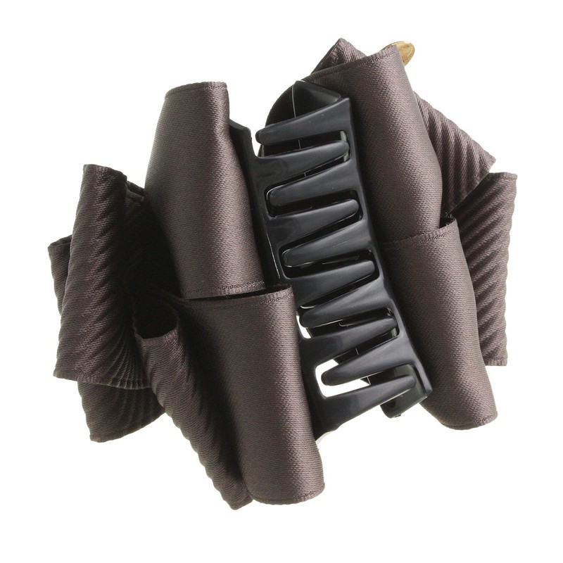 VINGTAINE H-1004-BR- Volumetric Satin Ribbon Hair Claw Elegant Daily Office